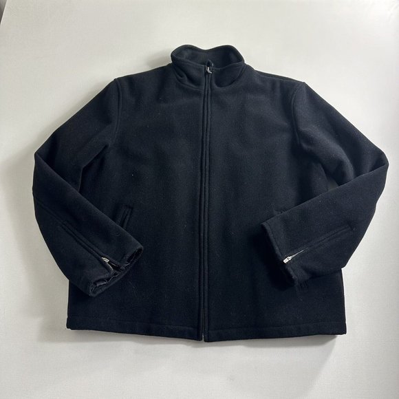GUESS Coat Jacket Wool Blend Lined Full Zip Pockets Black Mens Size Large Heavy - Picture 1 of 11